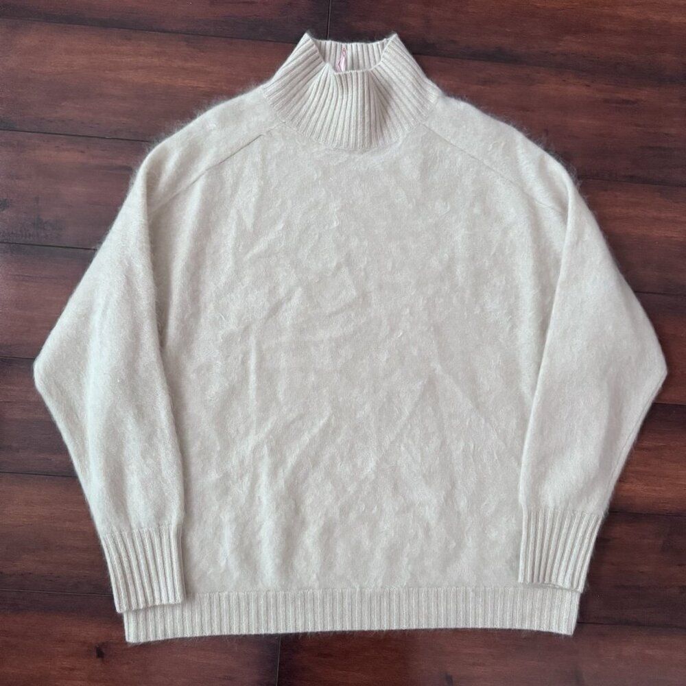 Vineyard Vines Ivory Cashmere Sweater Mock Neck Long Sleeve Shirt Size XS